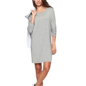 New Athleta Small Gray Crossover Long Sleeve Back Vent Sweatshirt Dress